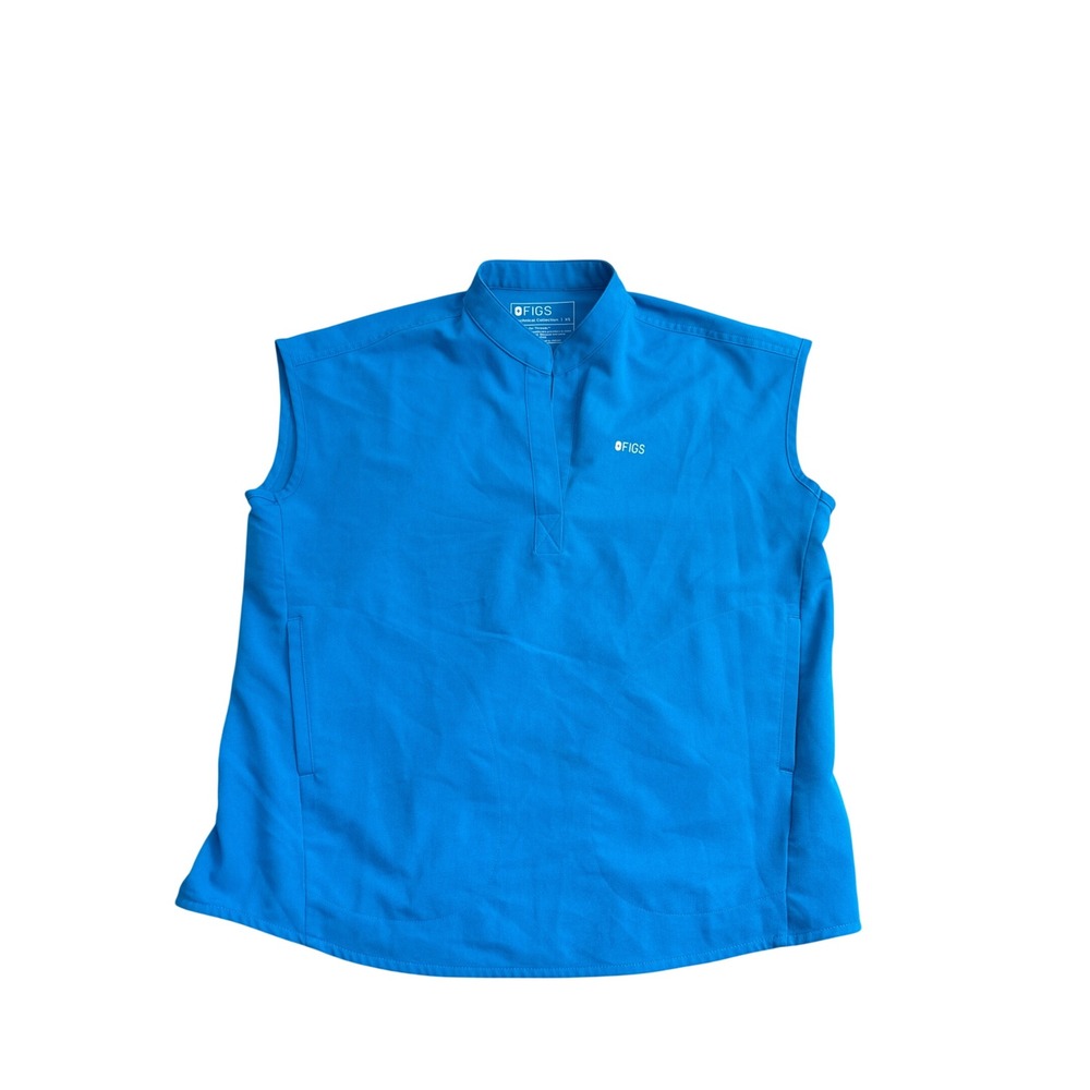 FIGS Technical Collection Blue Sleeveless Scrub Top XS 1000173 Mandarin Collar
